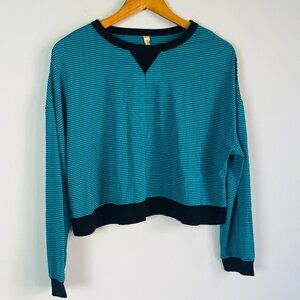 2/$30 Lucy Long Sleeve Teal Striped Top Small